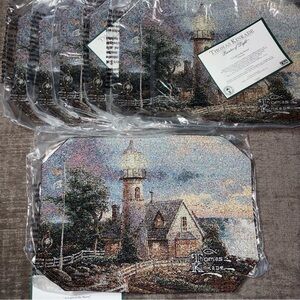 Thomas Kinkade Lighthouse Placemats Tapestry A Light in the Storm Set of 6 New